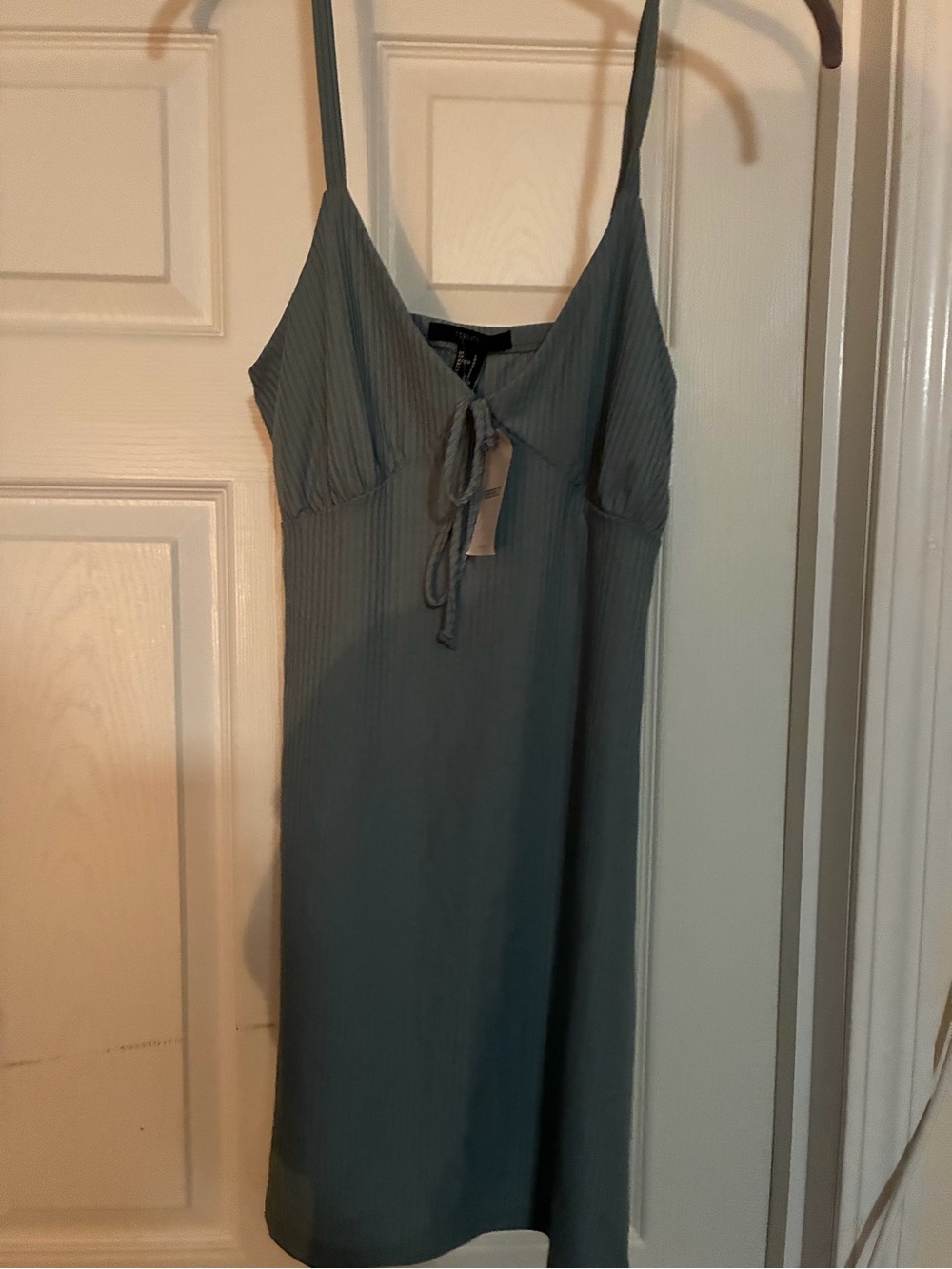 Forever 21 Slate Grey Ribbed Slip Dress with Front Tie
